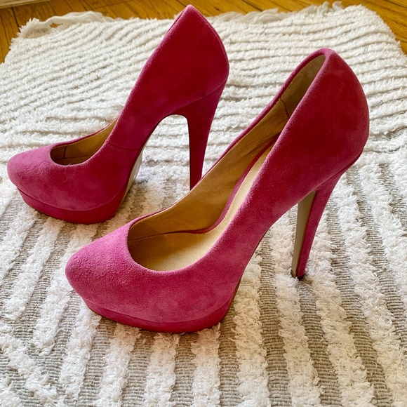 Aldo Pink Suede Platform Pumps - Picture 8 of 8